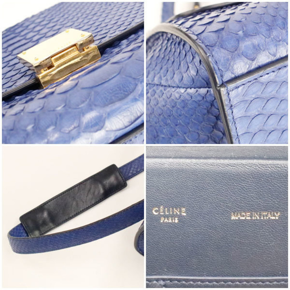 Celine 2way Bag Python Leather Blue - image 5